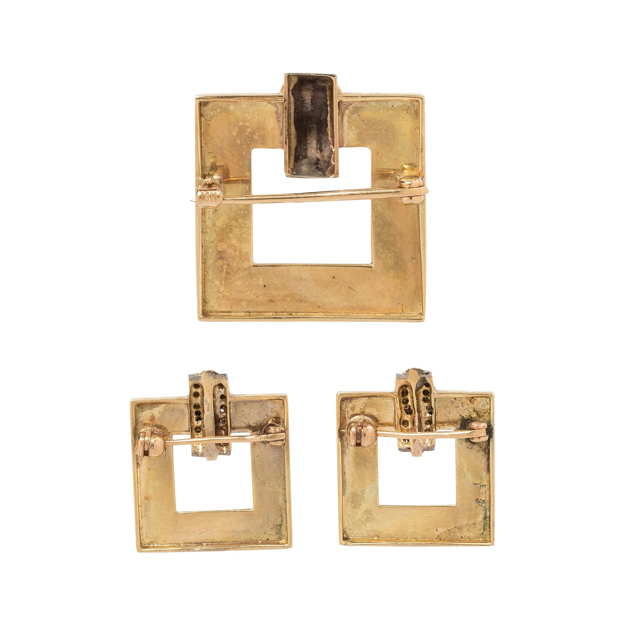 COLLECTION OF YELLOW GOLD AND DIAMOND BROOCHES