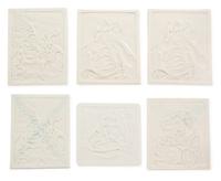 Six Belleek Lithophanes Height 6 1/2 x width 5 inches. — IMPRESSED BELLEEK (R) IRELAND MARK