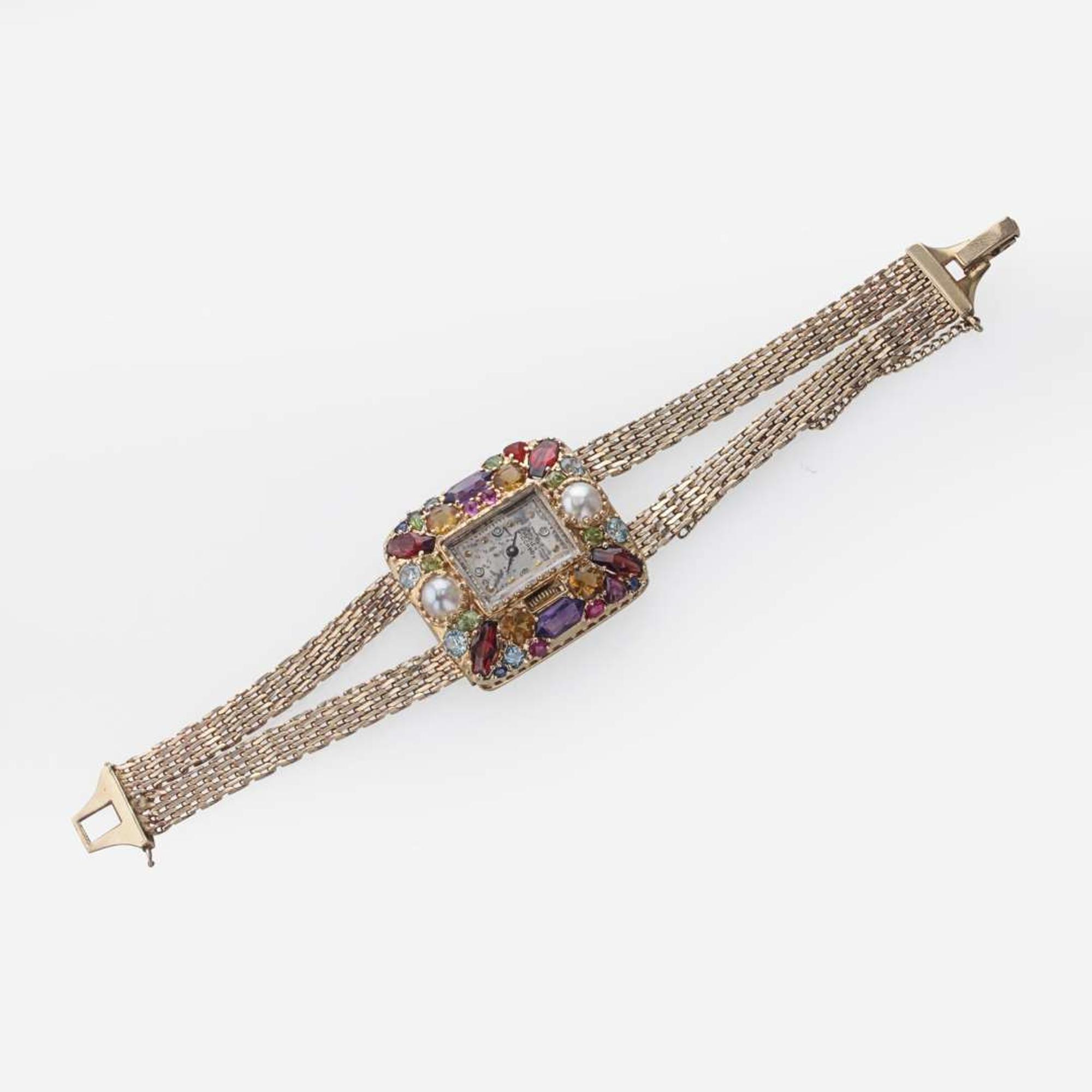 14K Lady's Lucien Piccard Gemstone Dress Watch
