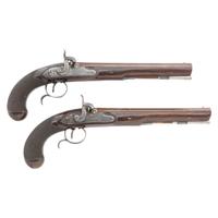 Cased Pair of Percussion Altered Pistols by John Richards of London