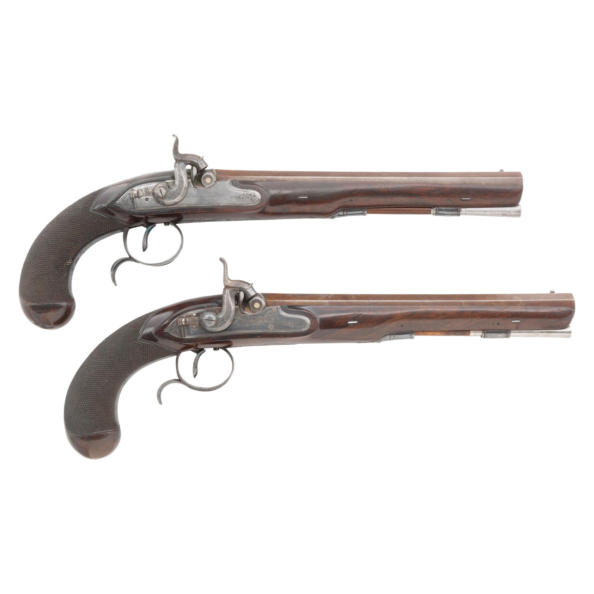 Cased Pair of Percussion Altered Pistols by John Richards of London