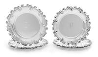 A Set of Six American Silver Bread Plates, Meriden Britannia Co., Meriden, CT, the rim decorated with floral and foliate decoration and