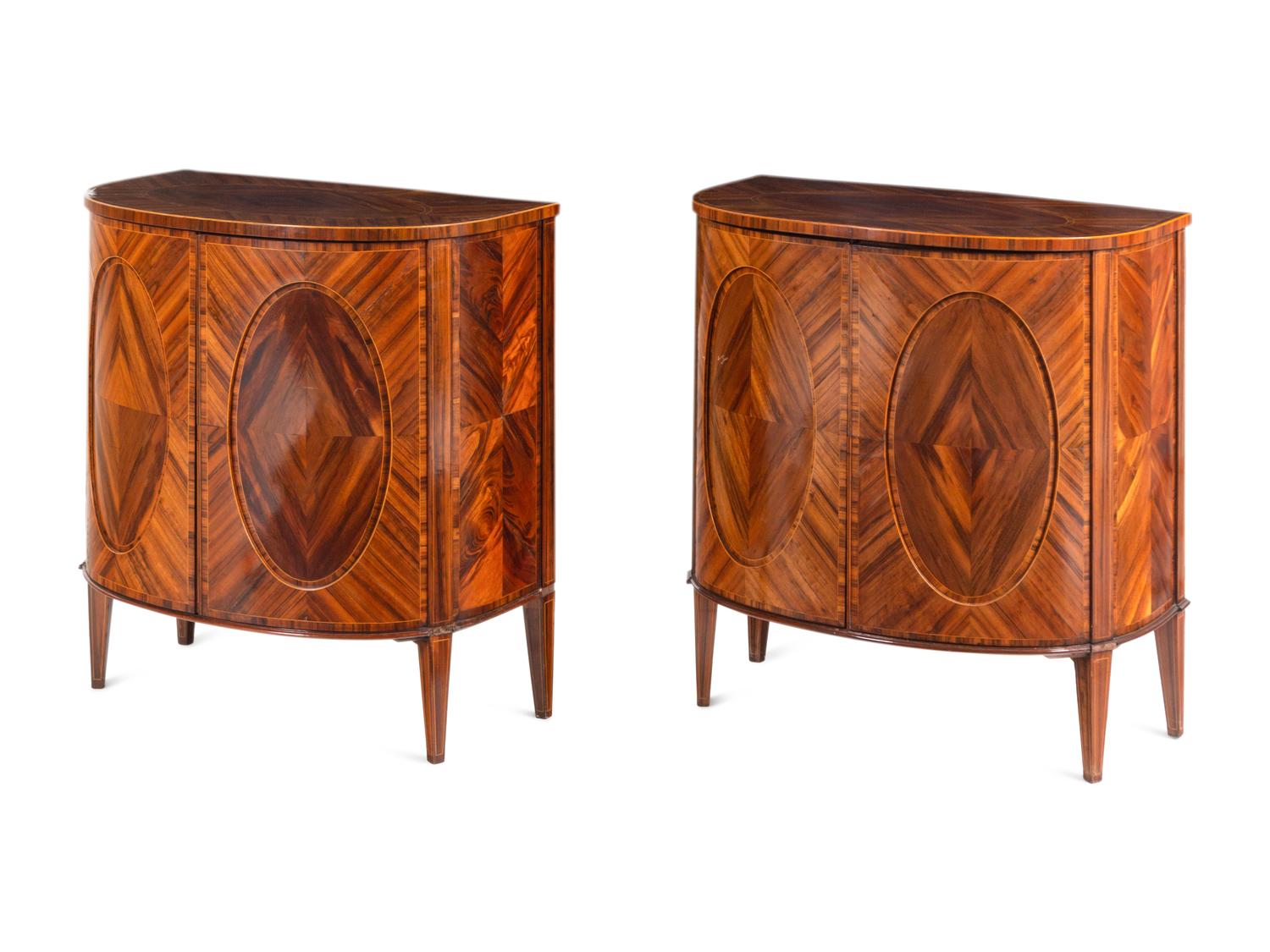 A Pair of George III Goncalo Alves Demilune Cabinets