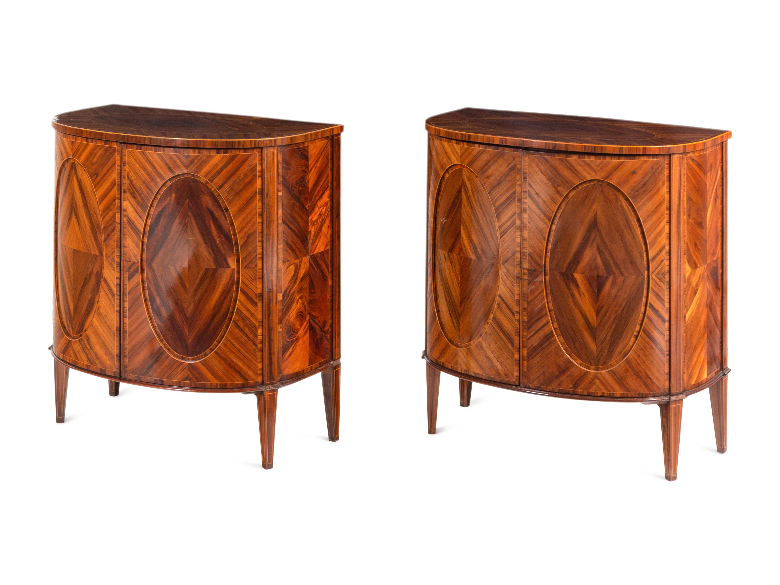A Pair of George III Goncalo Alves Demilune Cabinets