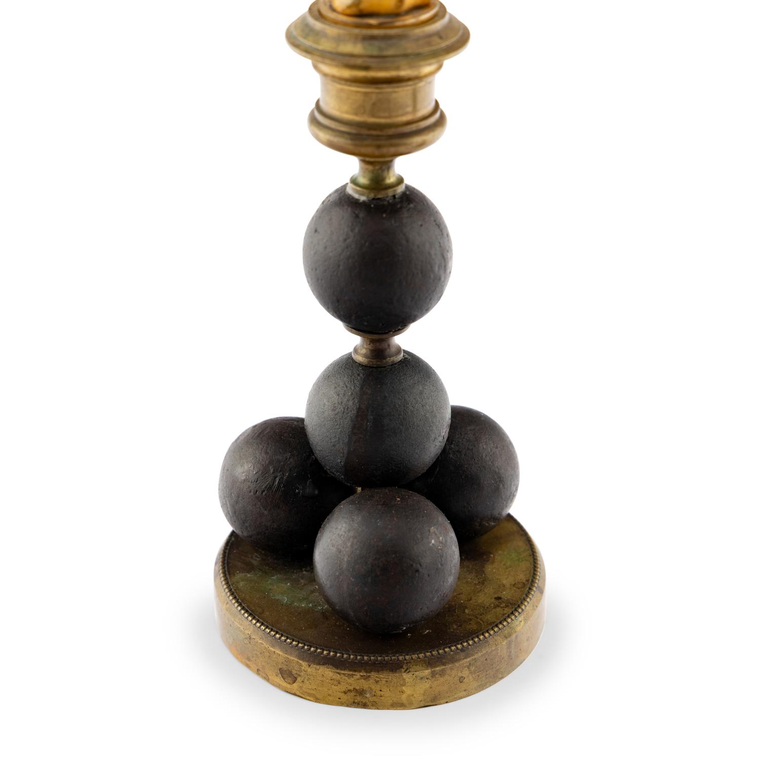 A Pair of French Gilt Bronze and Metal Candlesticks