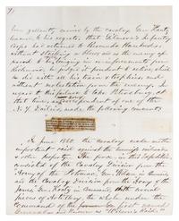 (CIVIL WAR) CURTIS, D.S., Col. 10 pp. mss, Washington, DC, December 4, 1866. Re: account of raids, railroad sabotage, et. With 1p. ALS
