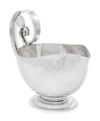 A Johan Rohde for Georg Jensen Schilling Hammered Silver Sauce Boat