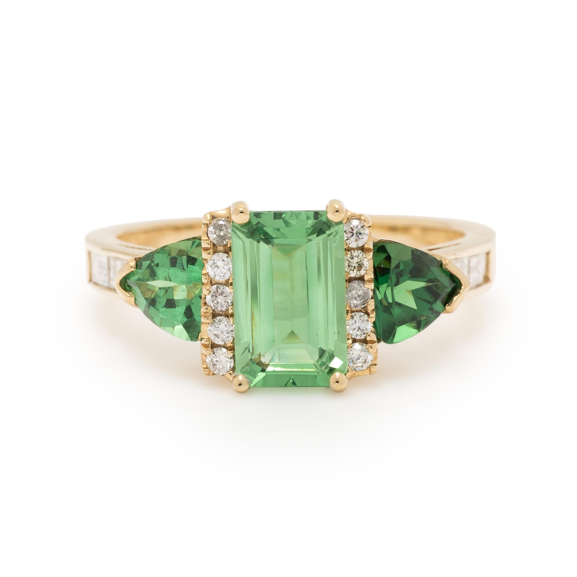 TSAVORITE GARNET AND DIAMOND RING