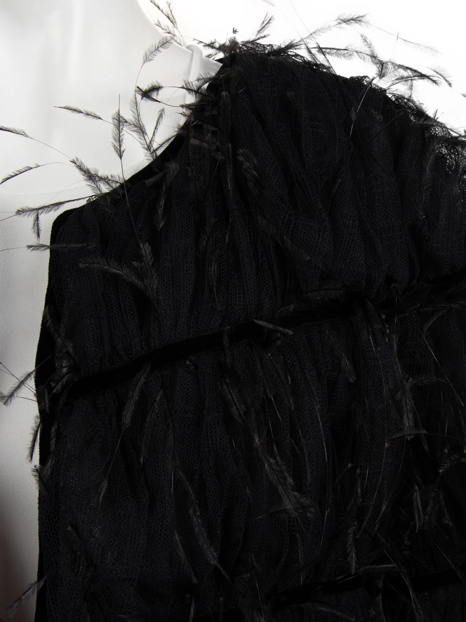 Ralph Rucci Silk Net and Ostrich Feather Crop Jacket