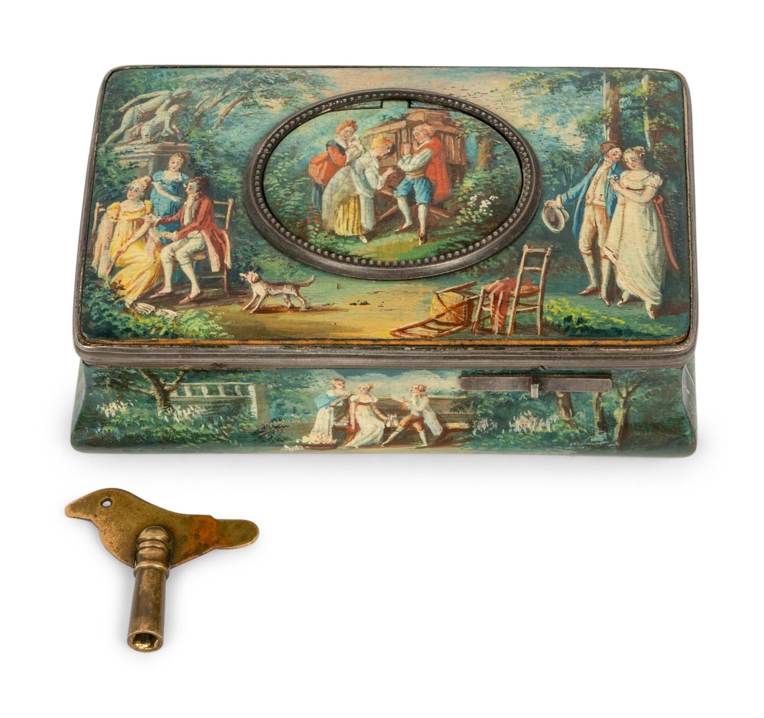A Polychrome Painted German Singing Bird Box