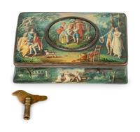 A Polychrome Painted German Singing Bird Box