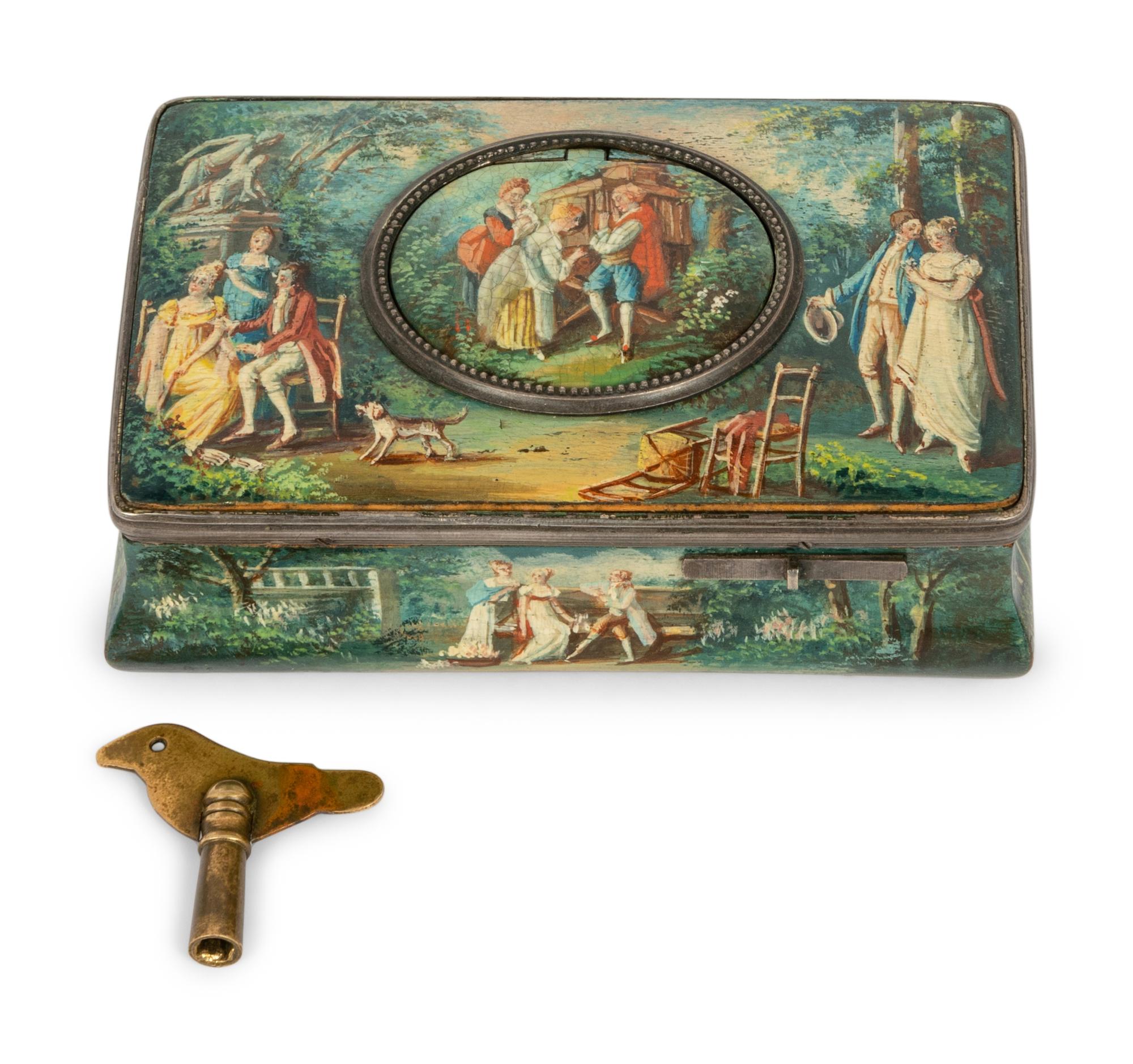 A Polychrome Painted German Singing Bird Box