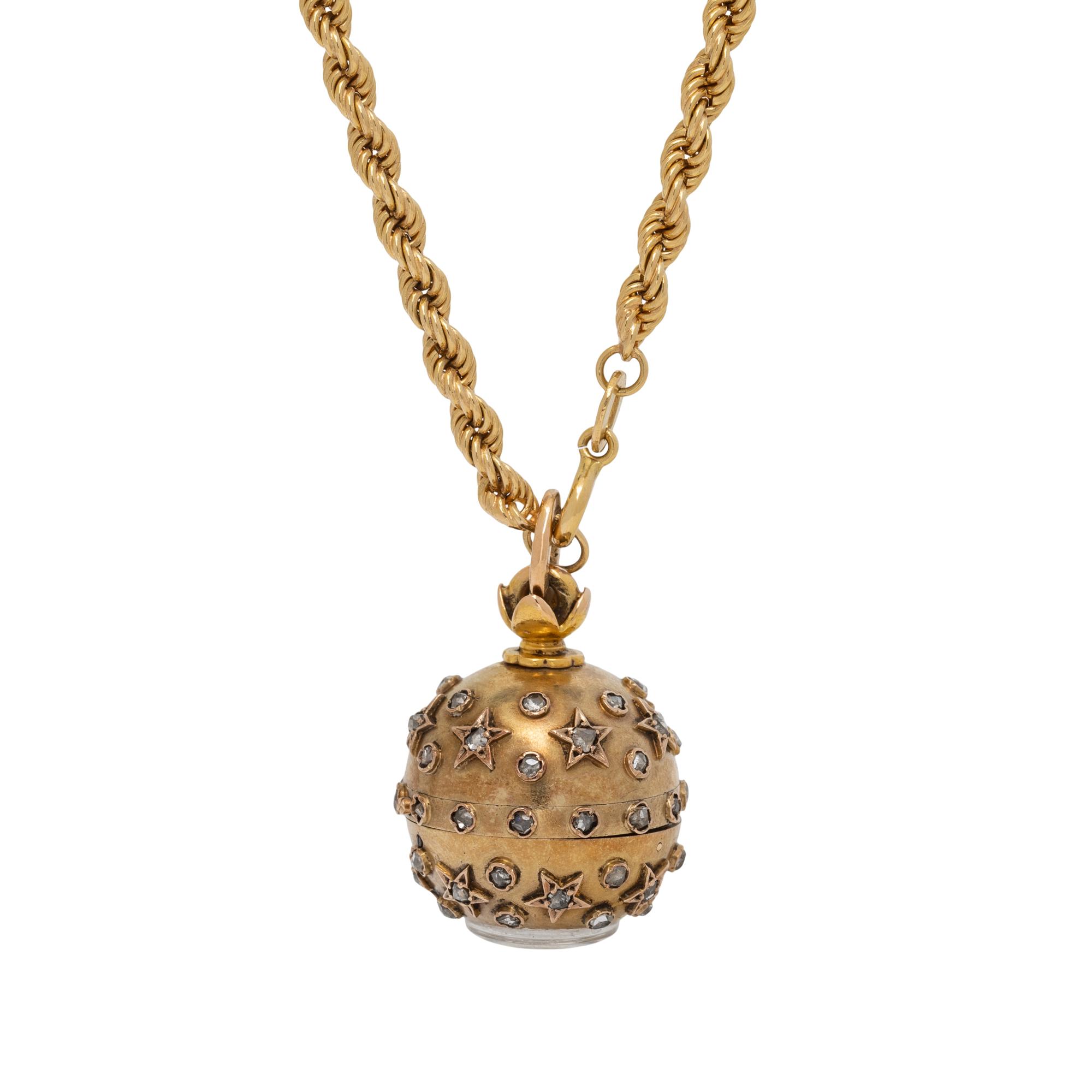 GOLD AND DIAMOND WATCH PENDANT NECKLACE