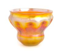 Tiffany Studios, a Favrile glass vase, of low form in gold iridescence