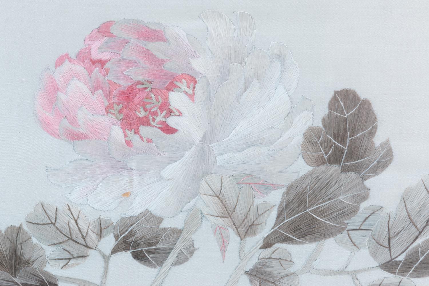 Two Chinese Embroidered Silk Panels