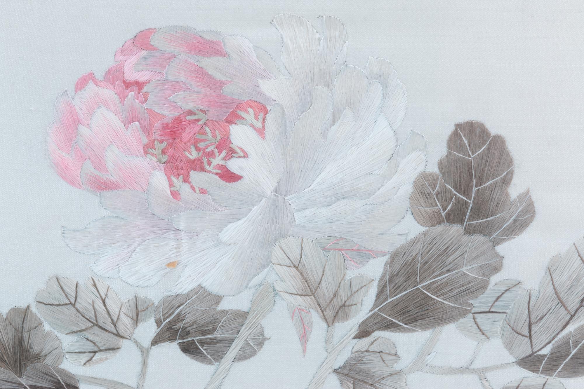 Two Chinese Embroidered Silk Panels