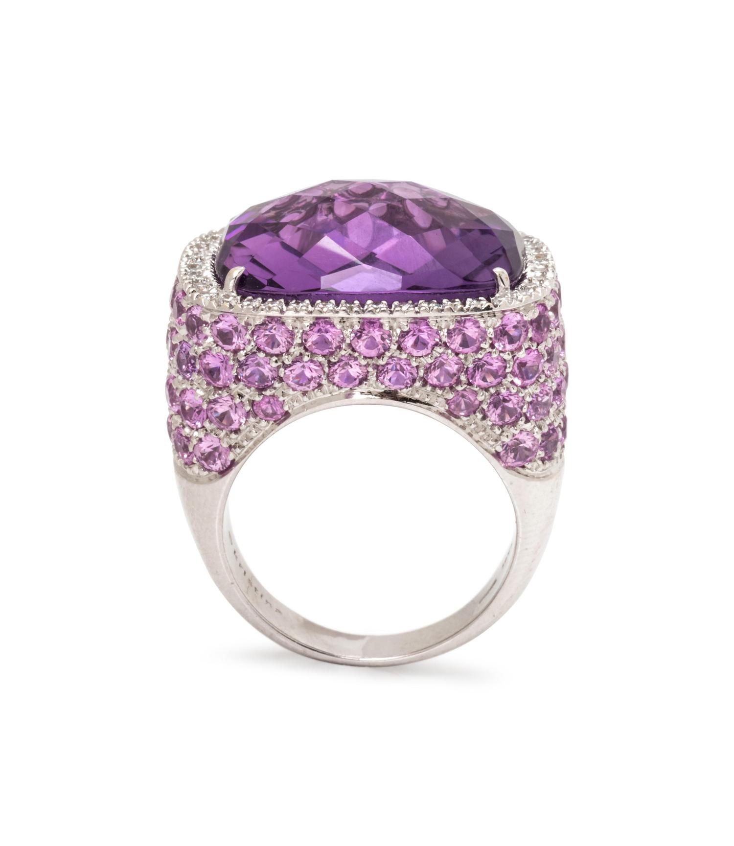 AMETHYST, PINK SAPPHIRE AND DIAMOND RING