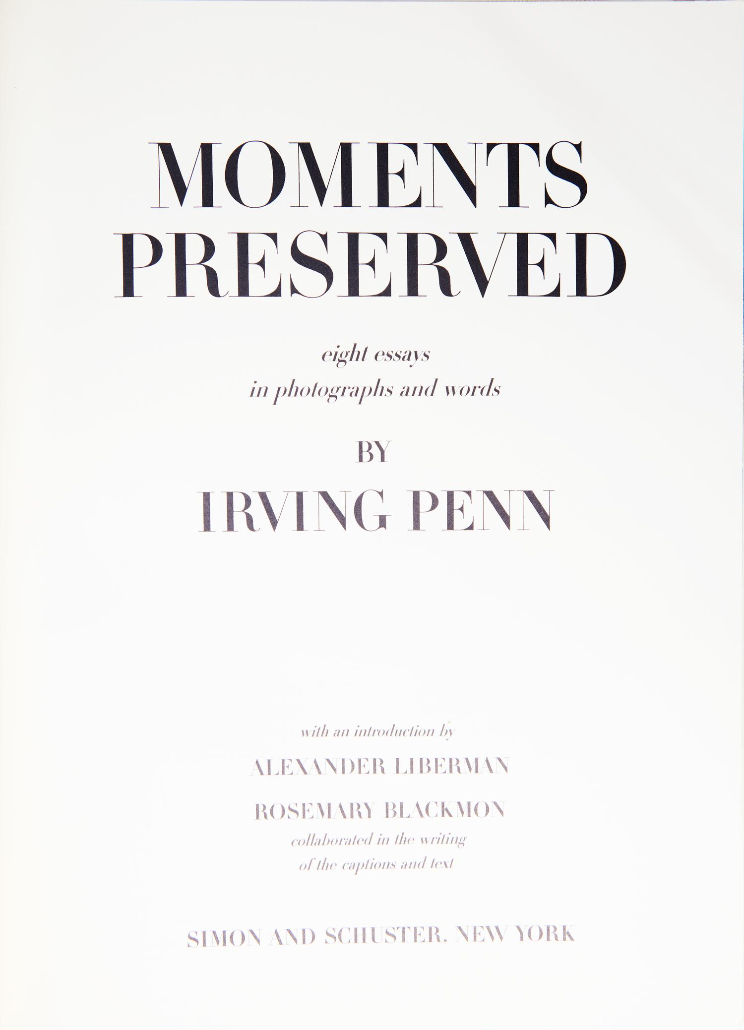 [Photography] Penn, Irving. Moments Preserved...