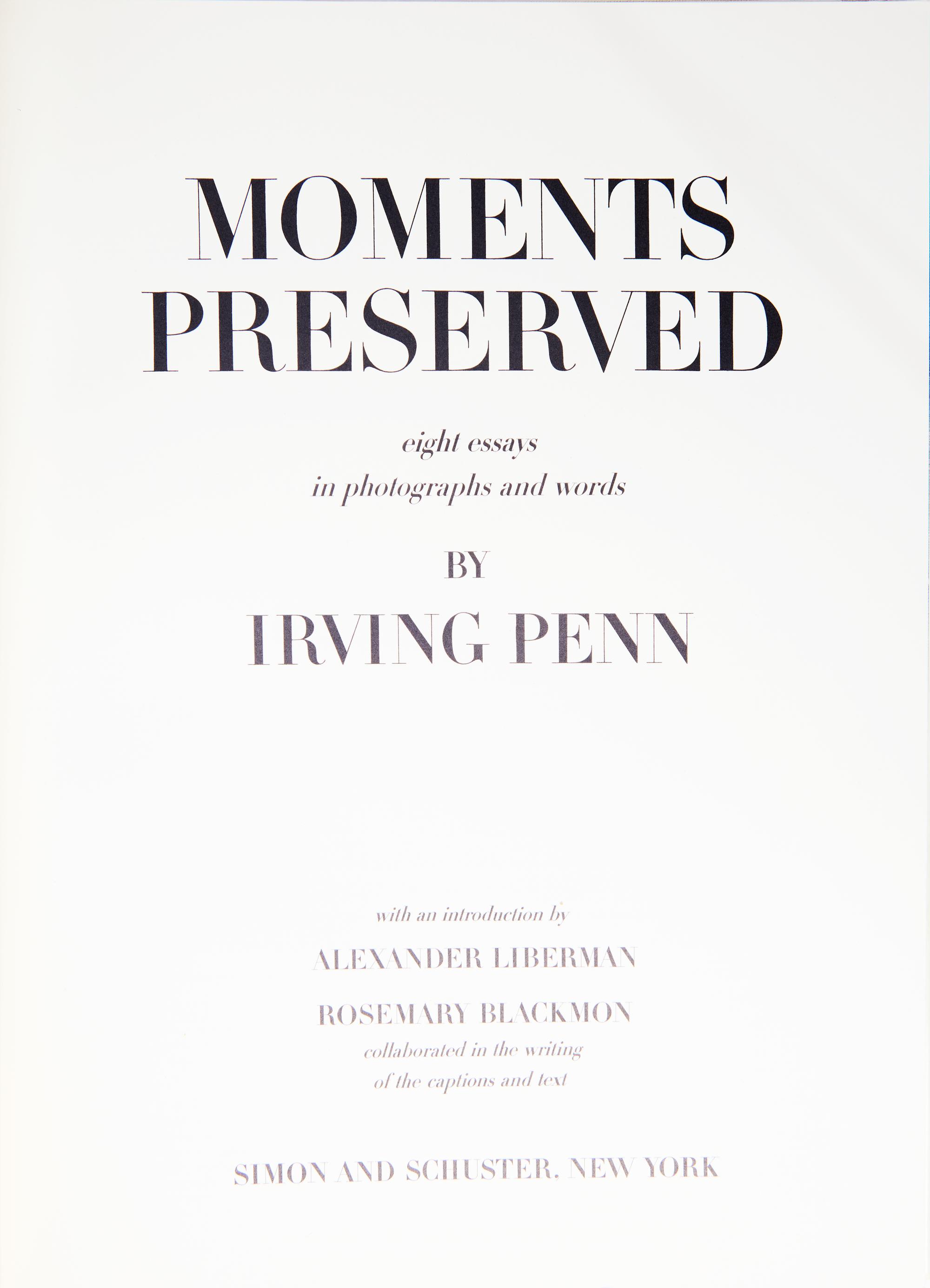 [Photography] Penn, Irving. Moments Preserved...