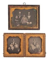 [EARLY PHOTOGRAPHY]. A group of 13 daguerreotypes featuring parents with children, including: