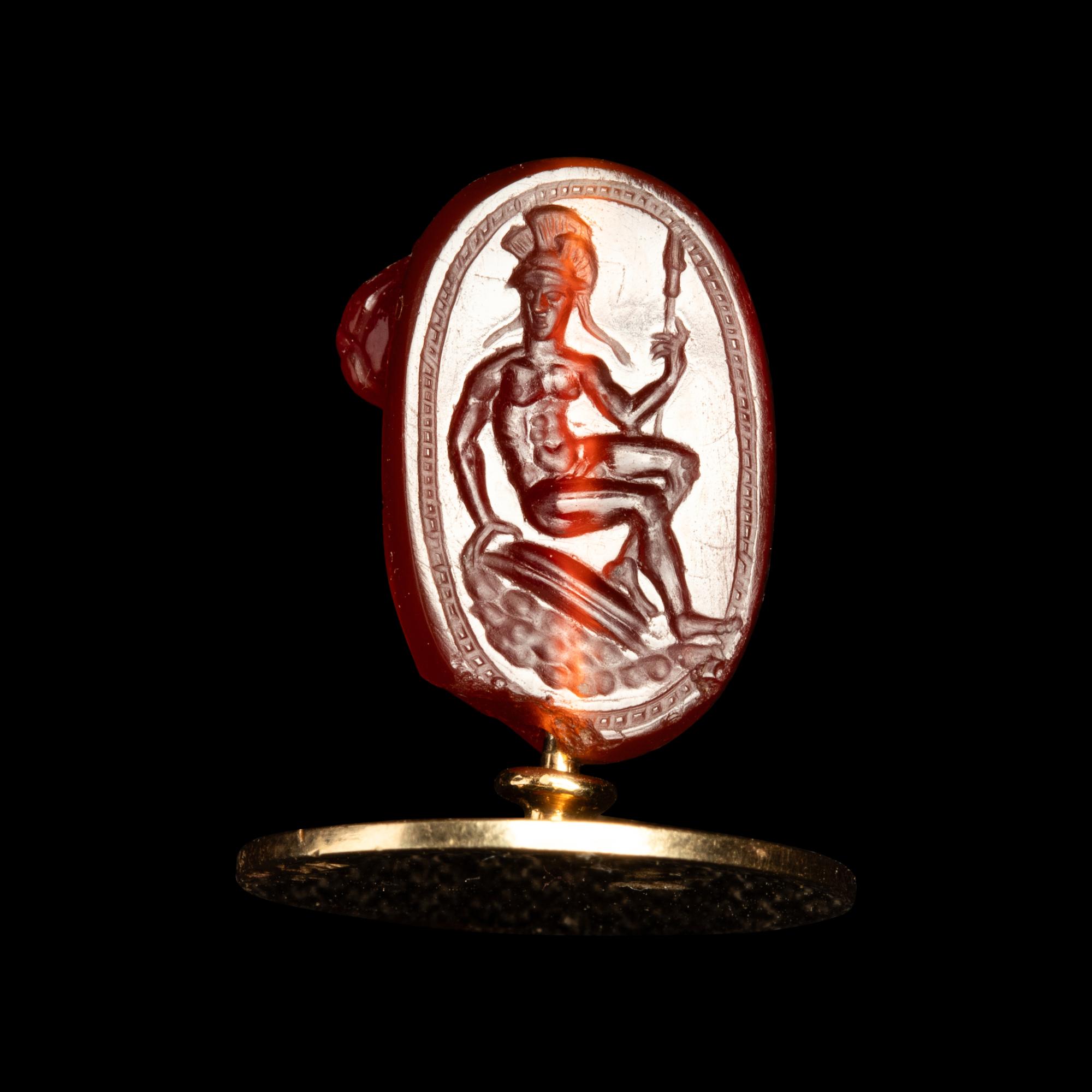 A Greek Carnelian Lion Gem