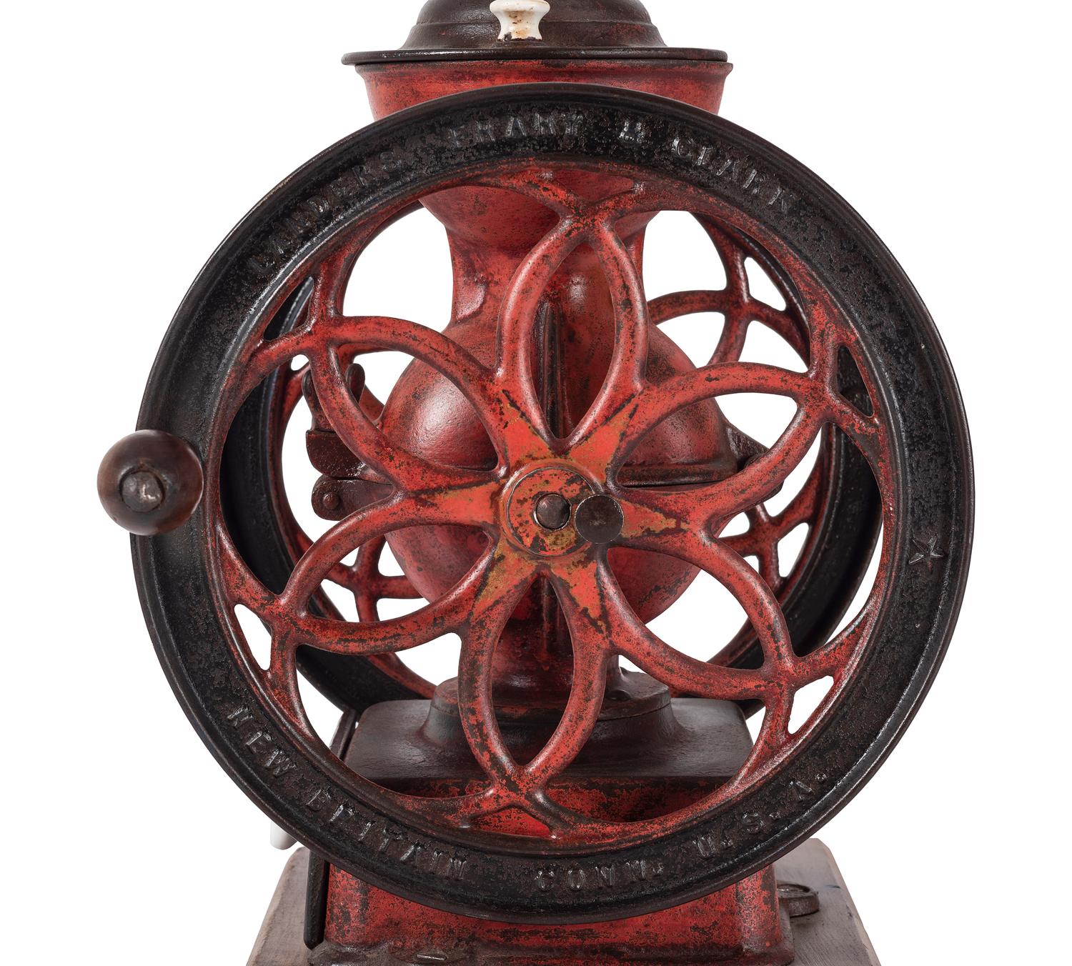 A Landers, Frary & Clark Painted Cast Iron Coffee Mill