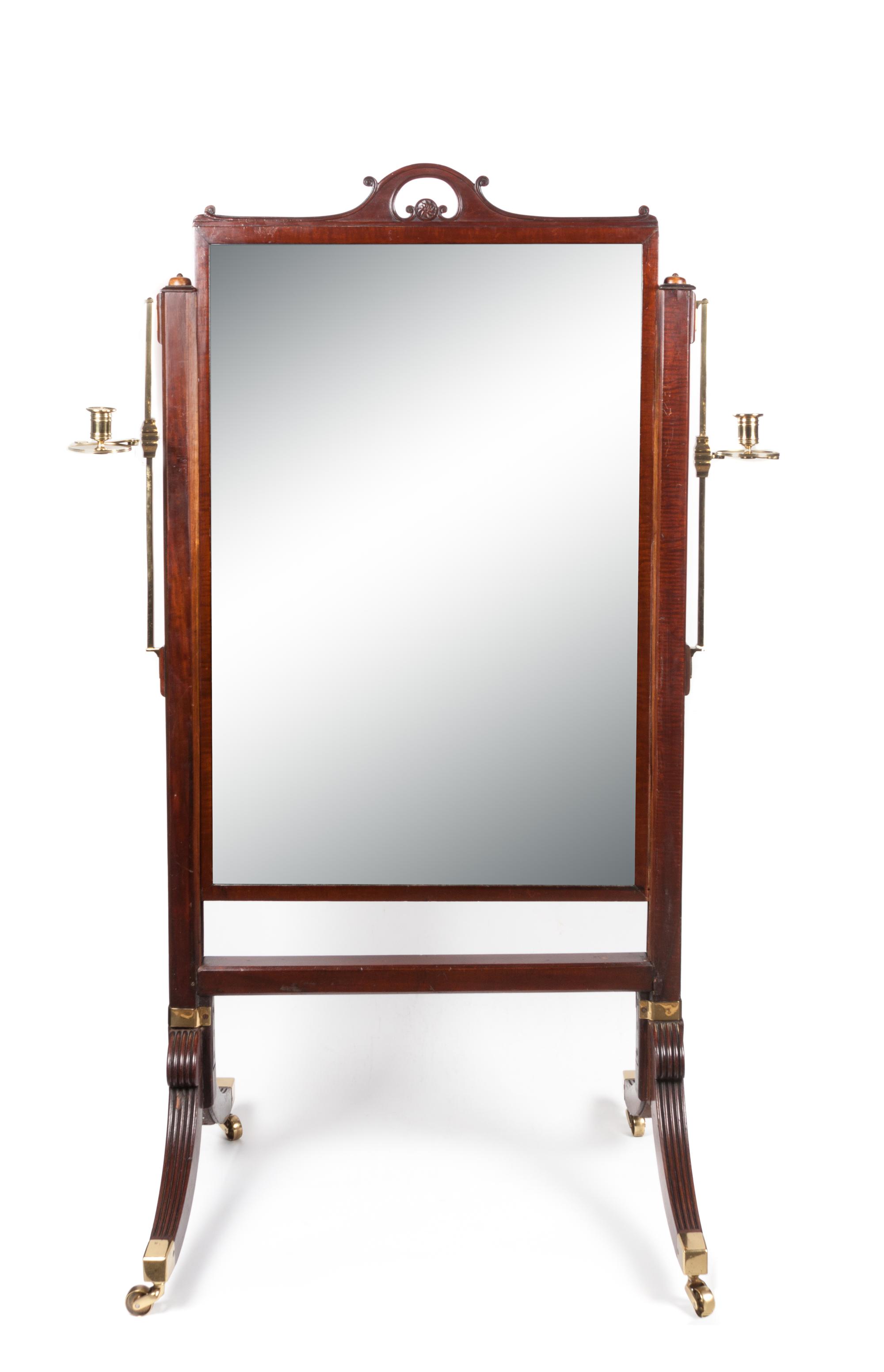 An English Mahogany Cheval Mirror — EARLY 19TH CENTURY