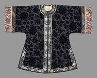 A Dark Navy Ground Cut Velvet and Embroidered Silk Lady's Jacket