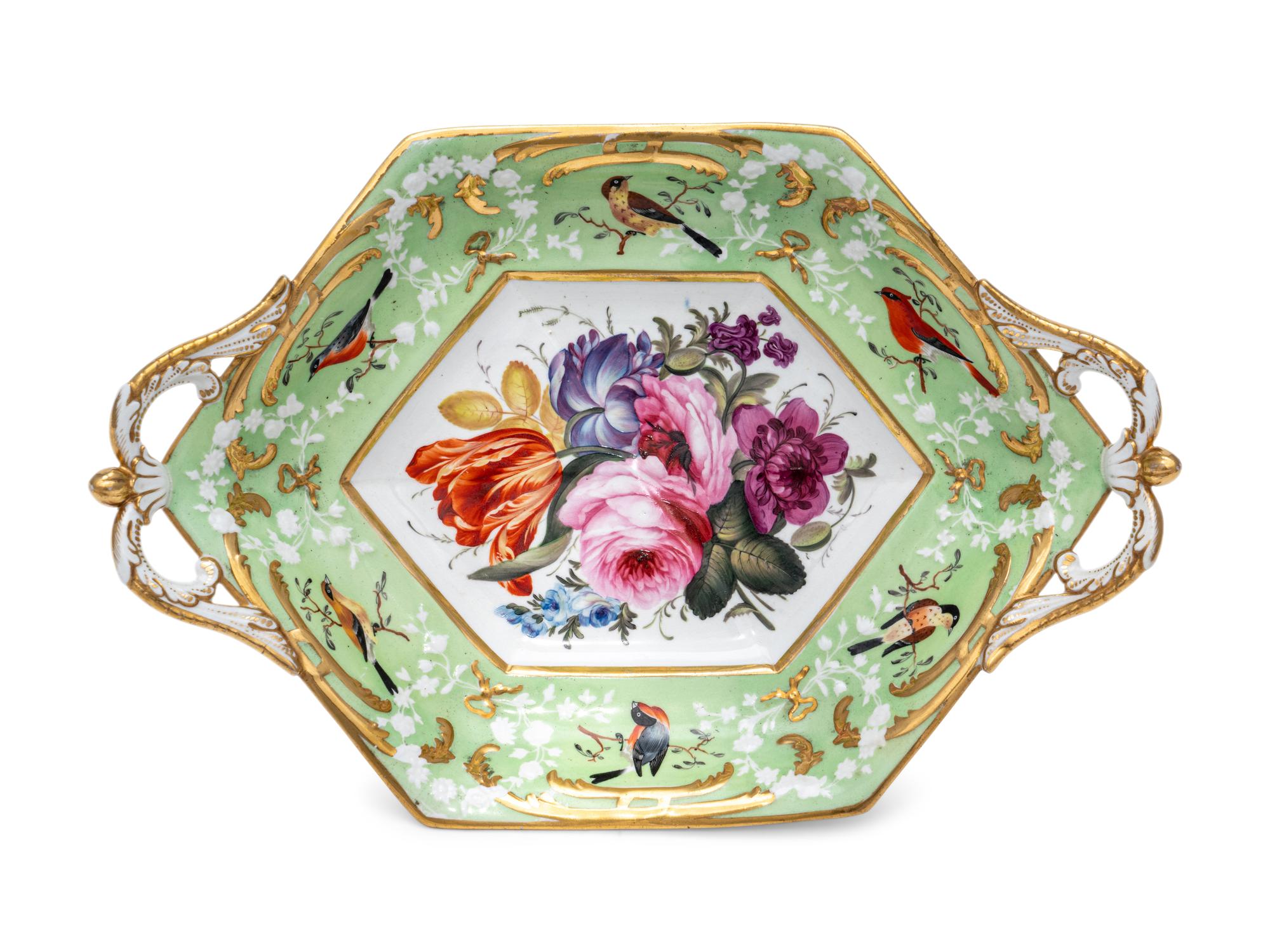 Three Coalport Green-Ground Porcelain Serving Dishes