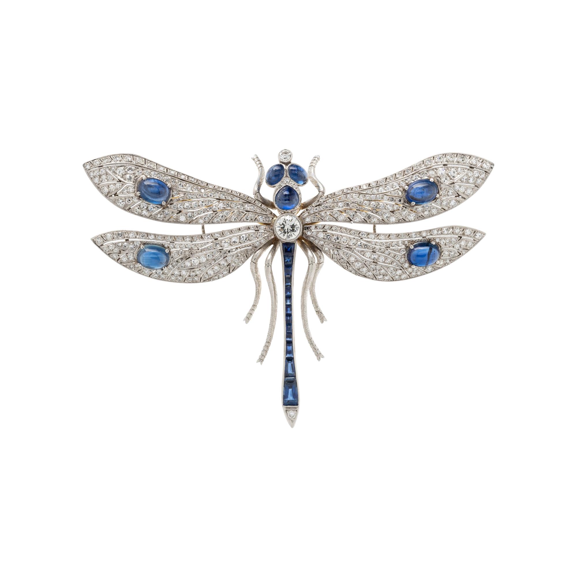 EVELYN CLOTHIER, DIAMOND AND SAPPHIRE DRAGONFLY BROOCH