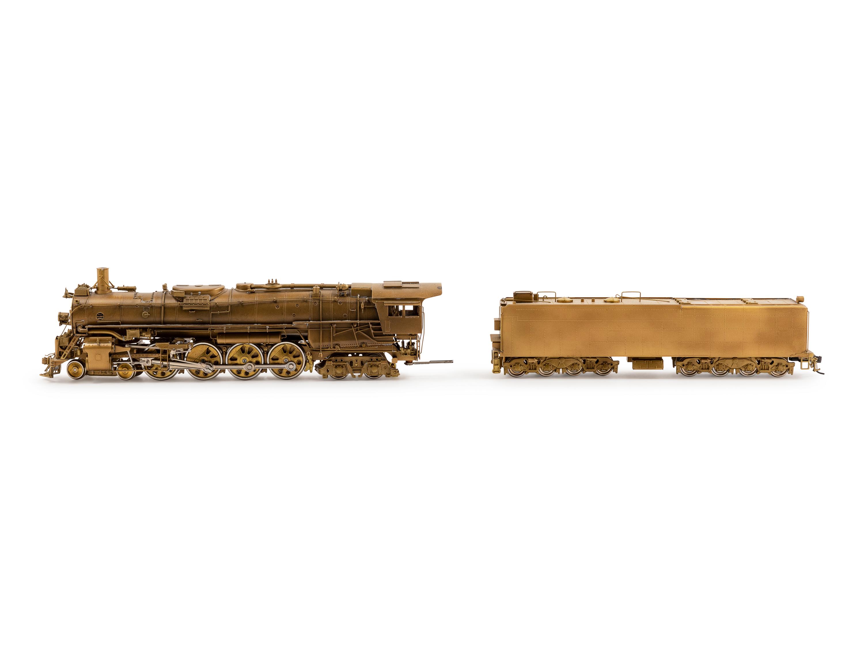 A United Scale Models Brass HO-Gauge Baldwin Locomotive Works 4-8-4 Locomotive and Tender