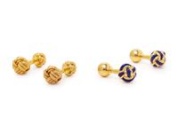 A Collection of 14 Karat Yellow Gold Knot Motif Cufflinks,