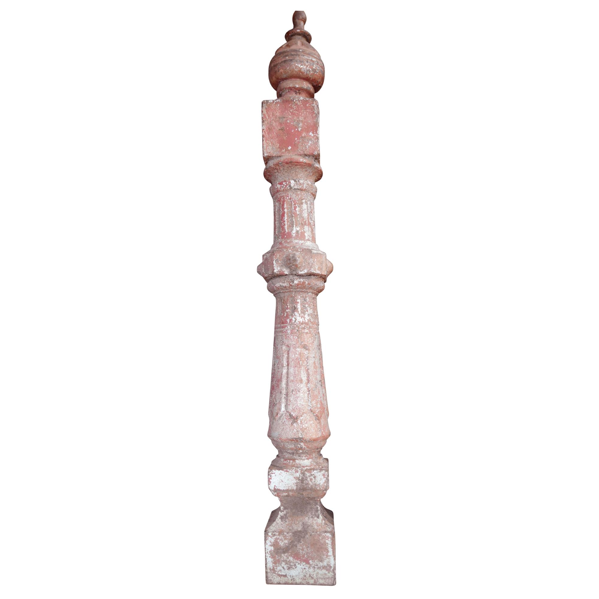 A Set of 4 American Cast Iron Posts 5.5" W x 5.5" D x 44" H, 5.5" W x 5.5" D x 45" H, 4" W x 4" D x 43" H, 5" W x 5" D x 44" H — United States, 20th Century