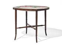 A Chinese Export Porcelain Famille Rose Platter on Wood Stand