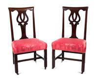 A Pair of George III Mahogany Side Chairs Height 40 inches. — 19TH CENTURY