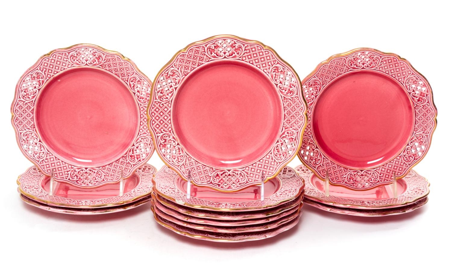 A Set of Twelve French Pottery Plates. Diameter 8 inches.