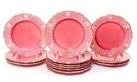 A Set of Twelve French Pottery Plates. Diameter 8 inches.