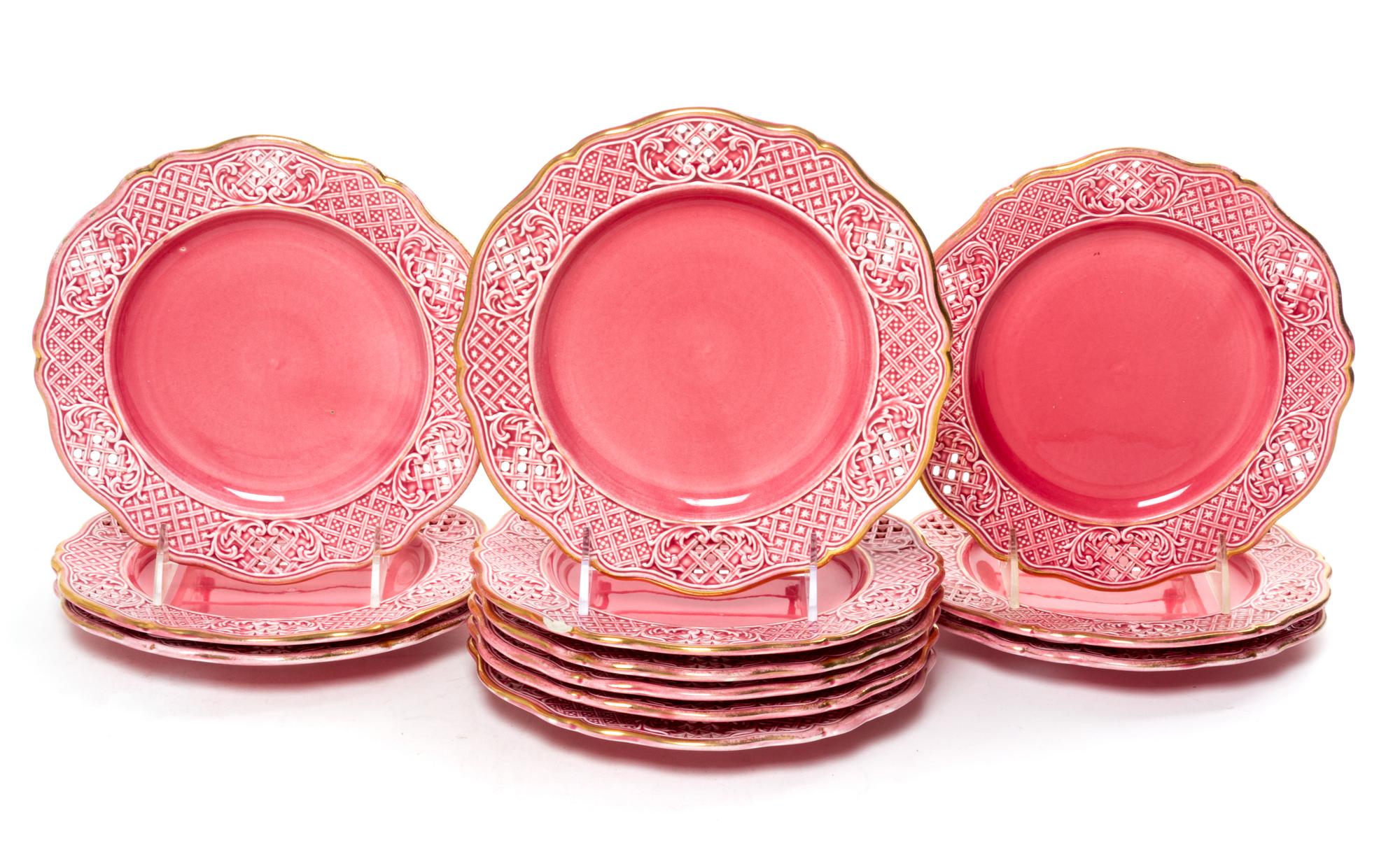 A Set of Twelve French Pottery Plates. Diameter 8 inches.