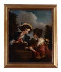 French School, 18th/19th Century — Two Ladies with a Birdcage