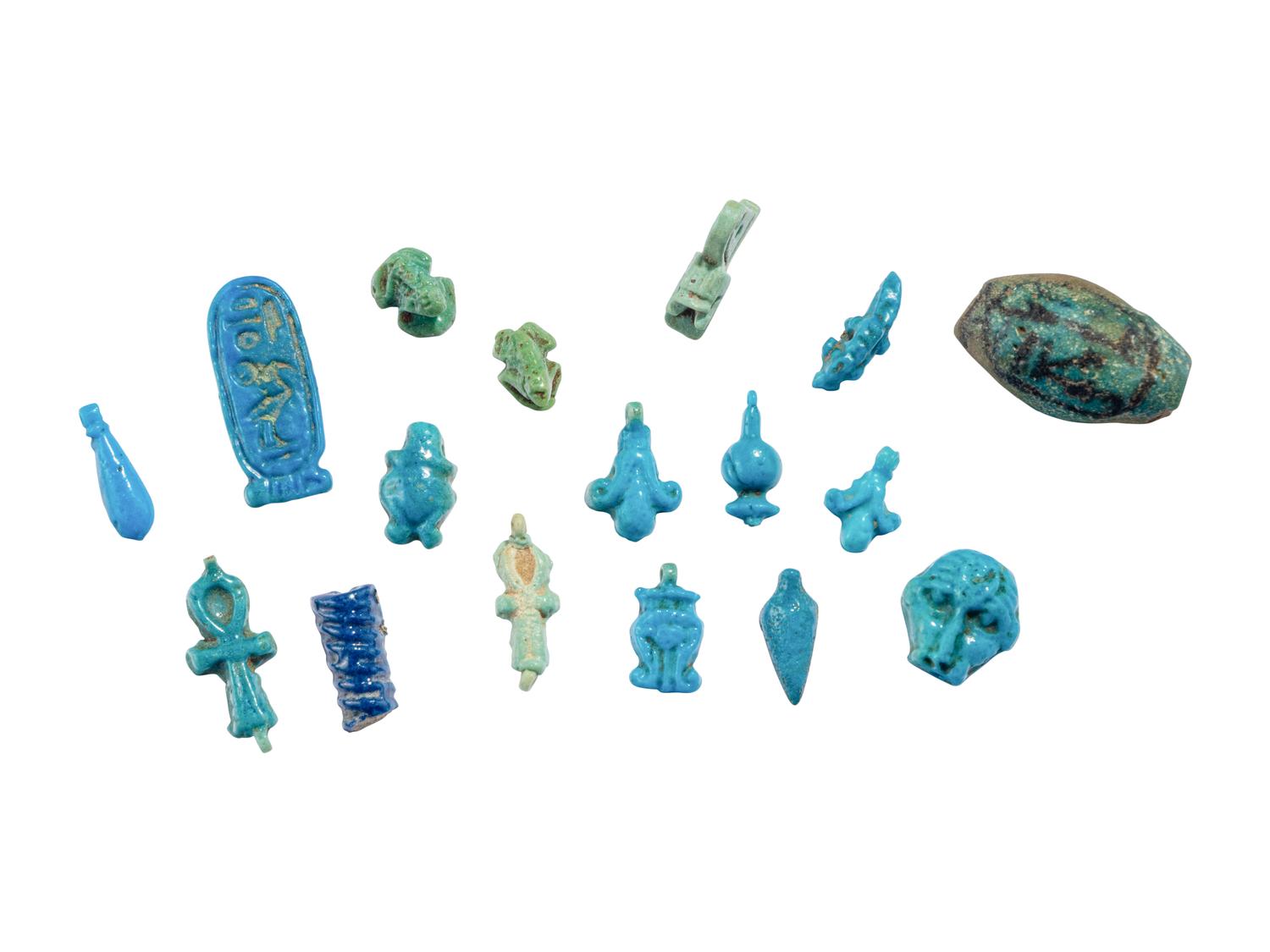 29 Egyptian Faience and Stone Amulets