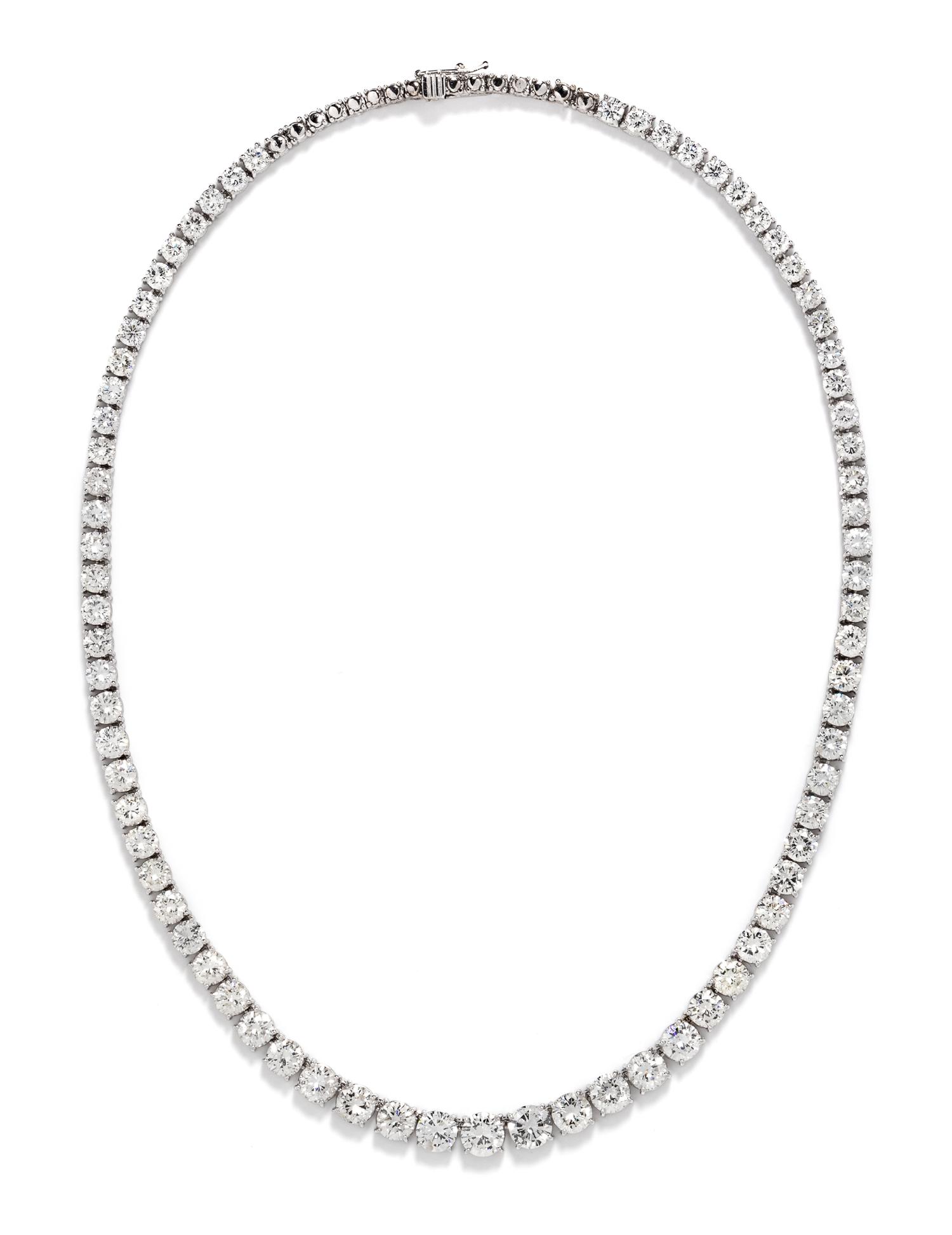 A Platinum and Diamond Riviere Necklace, 26.30 dwts.