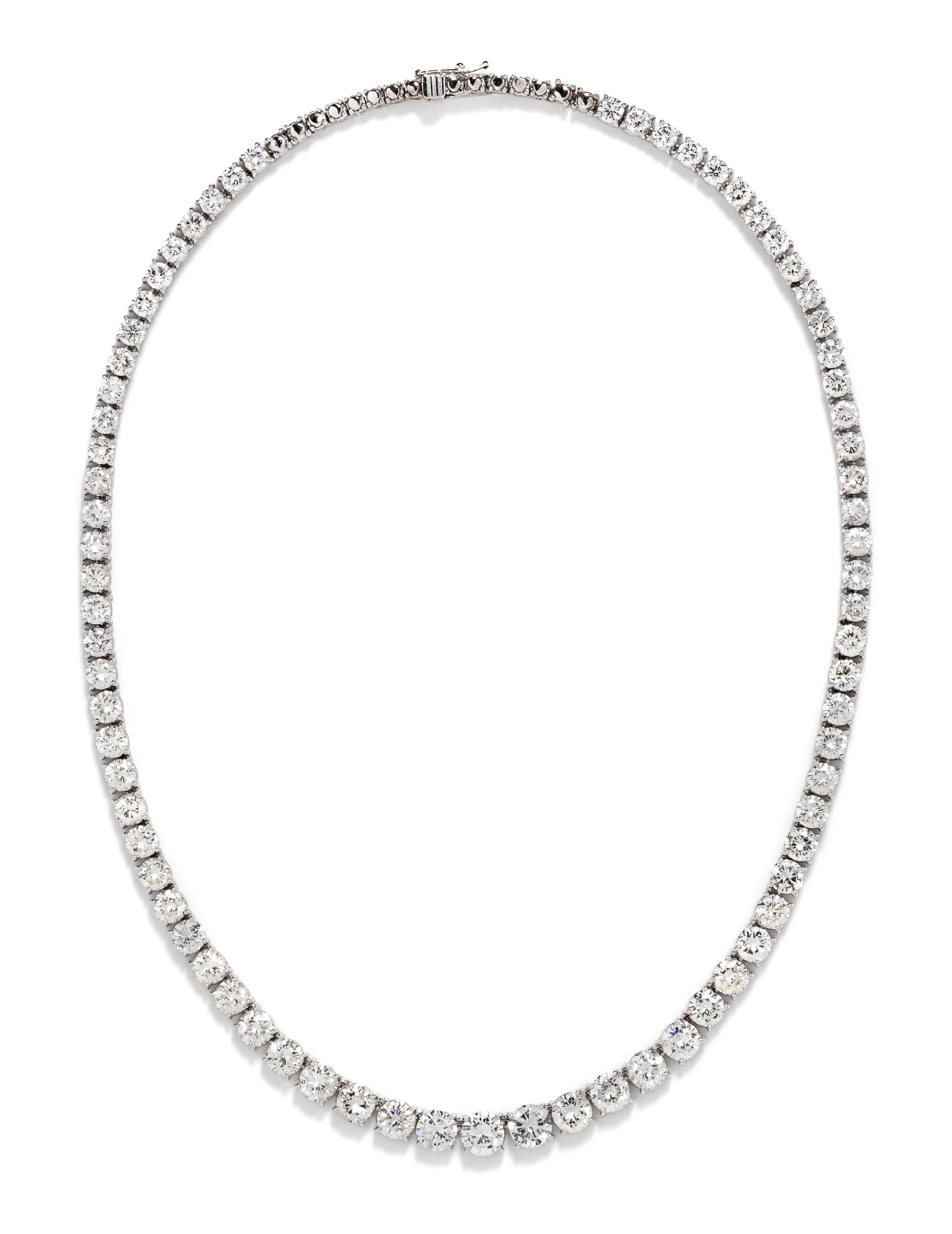 A Platinum and Diamond Riviere Necklace, 26.30 dwts.