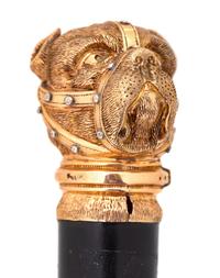 A 14-Karat Gold Zoomorphic Walking Stick