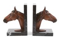 A Pair of Austrian Cold Painted Bronze Horsehead Bookends Height 7 inches. — TURN OF THE CENTURY