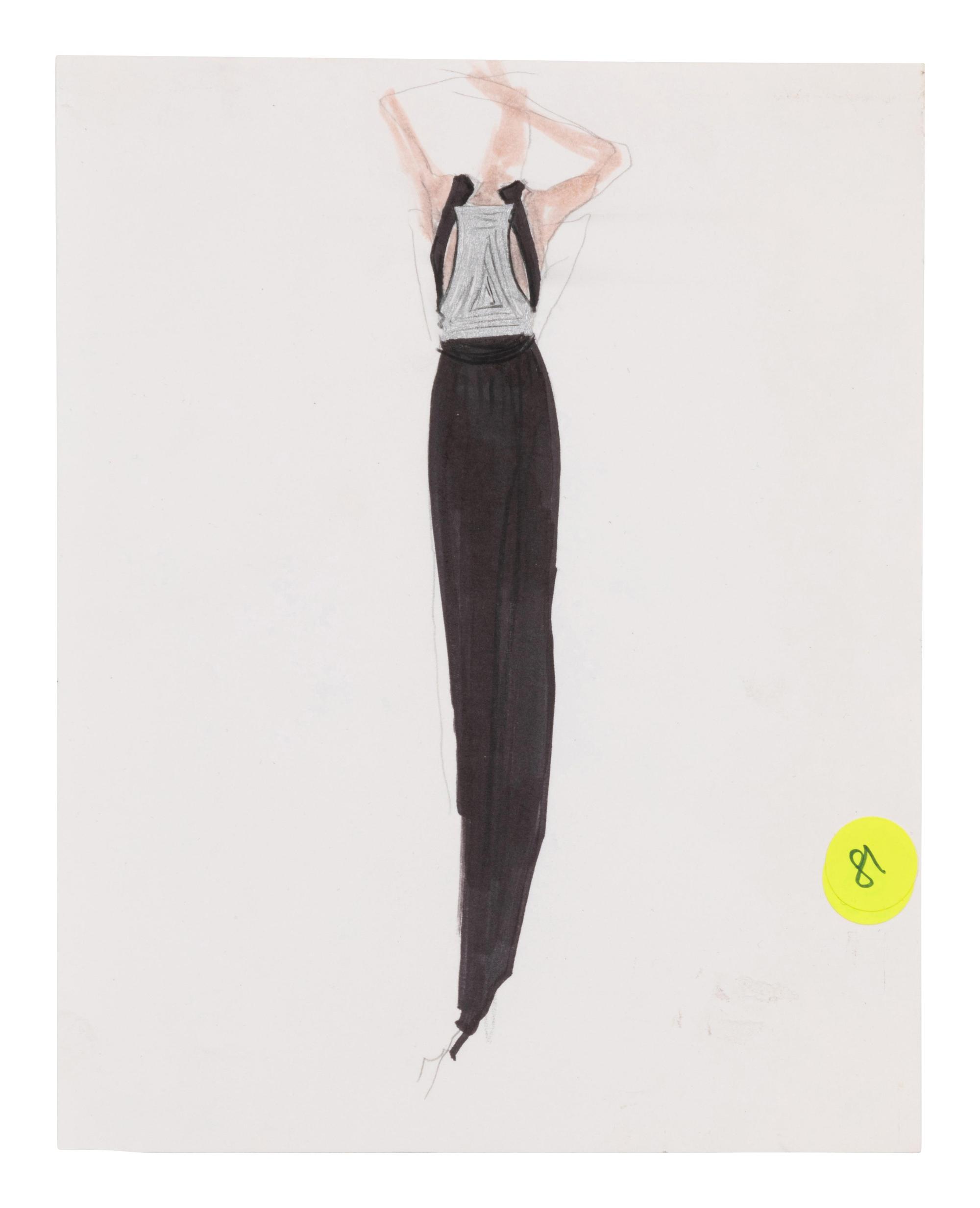 Two Alber Elbaz for Geoffrey Beene Fashion Illustrations, c.1989
