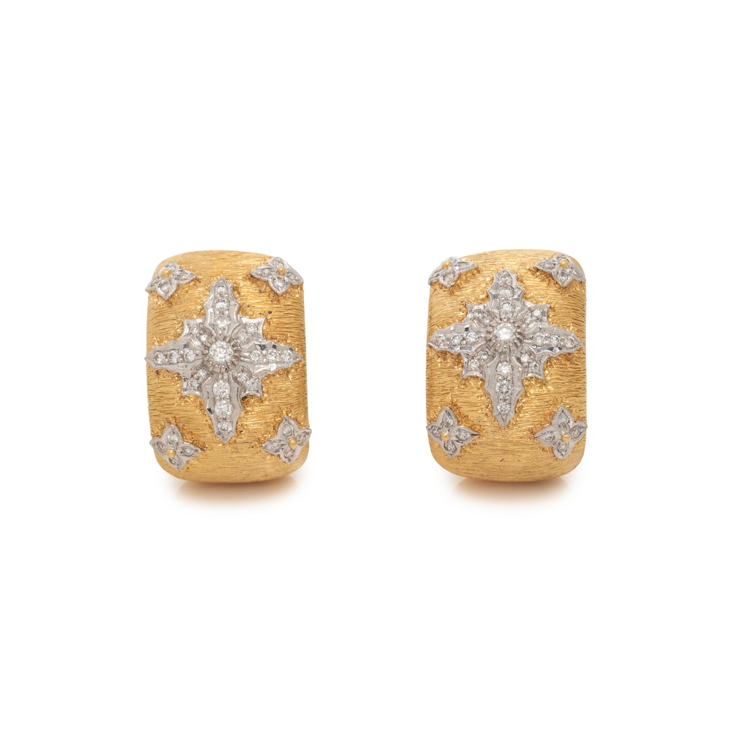 BICOLOR GOLD AND DIAMOND EARCLIPS