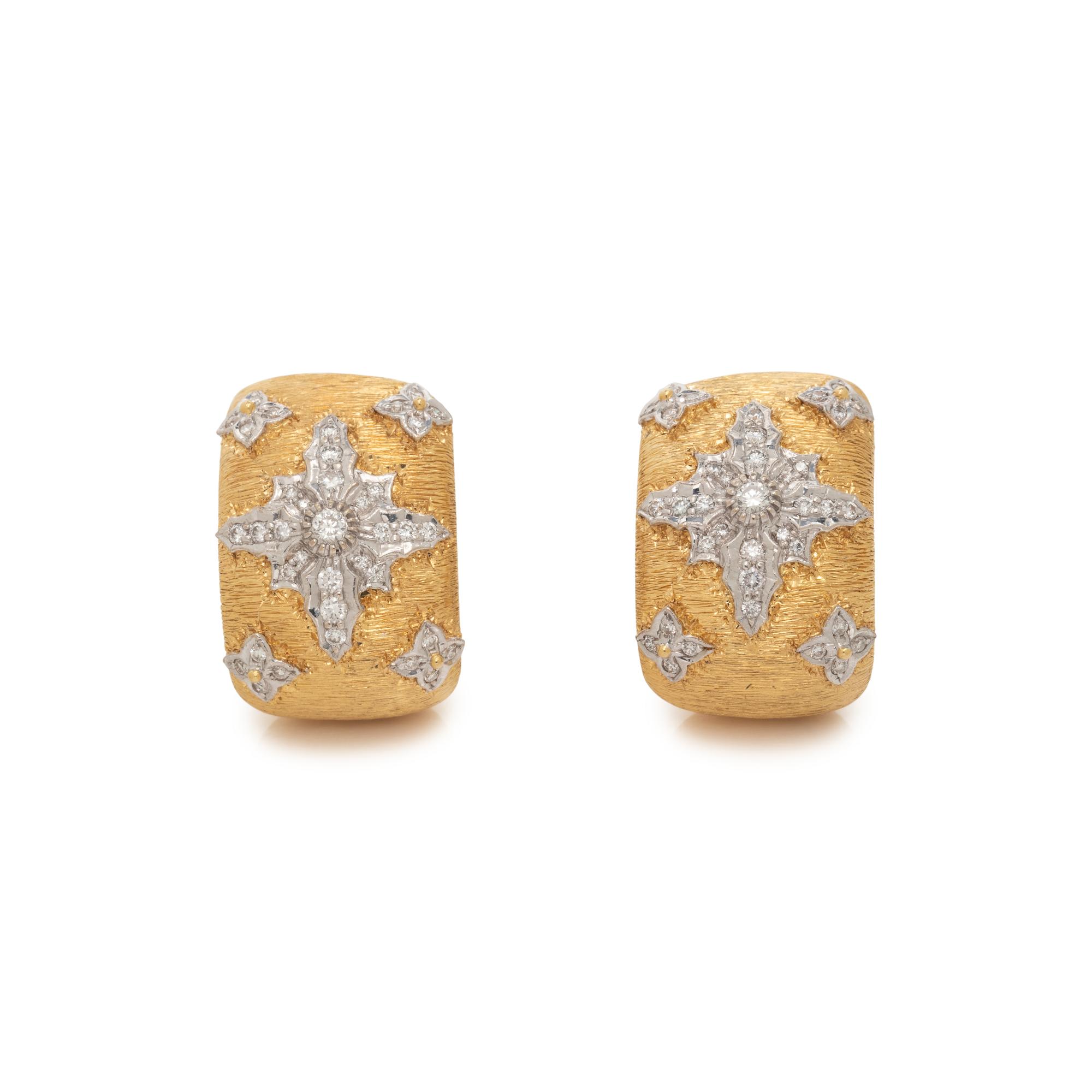 BICOLOR GOLD AND DIAMOND EARCLIPS