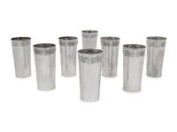 A Set of Eight Mexican Silver Tumblers