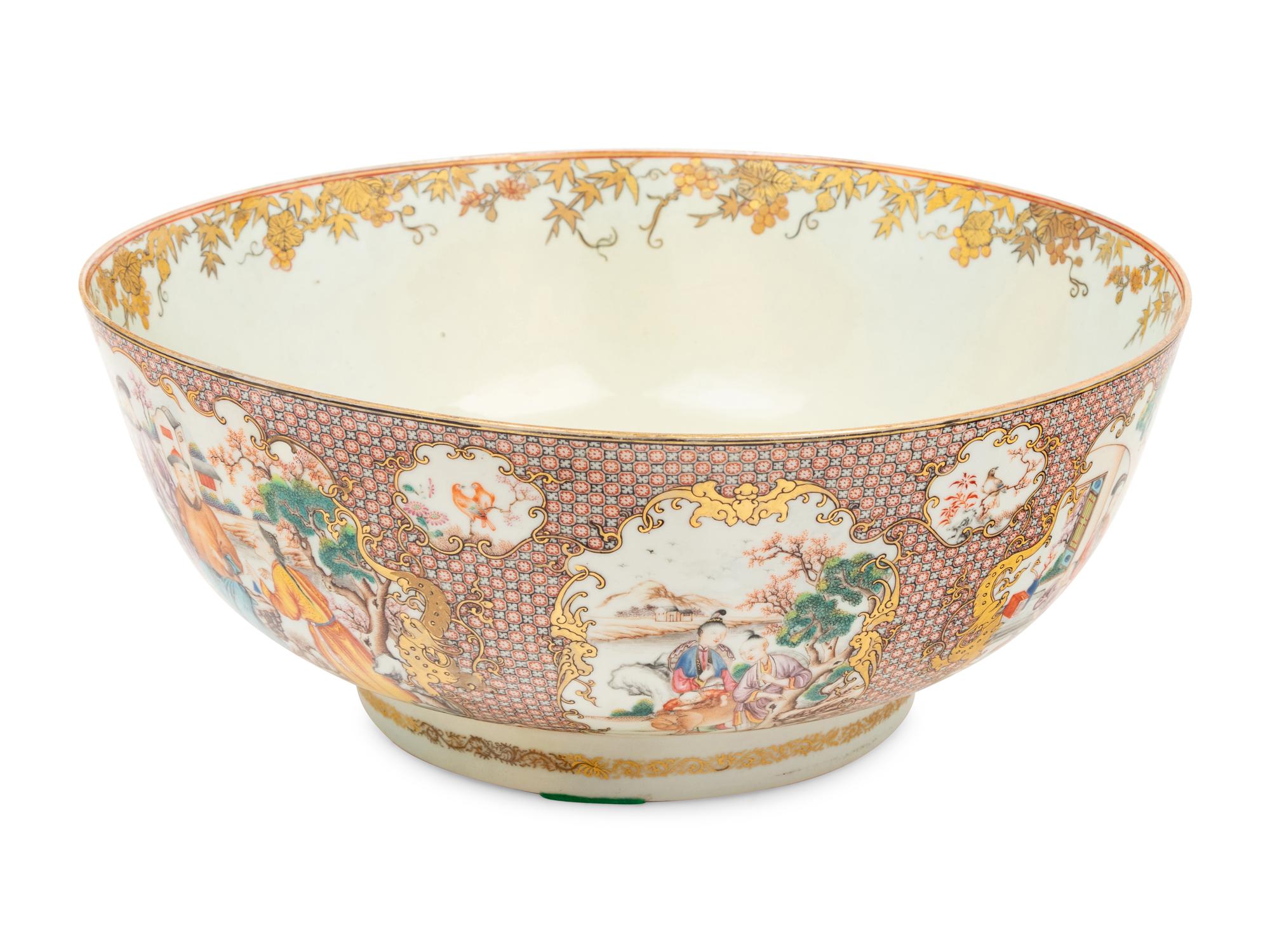A Chinese Export Porcelain Punch Bowl
