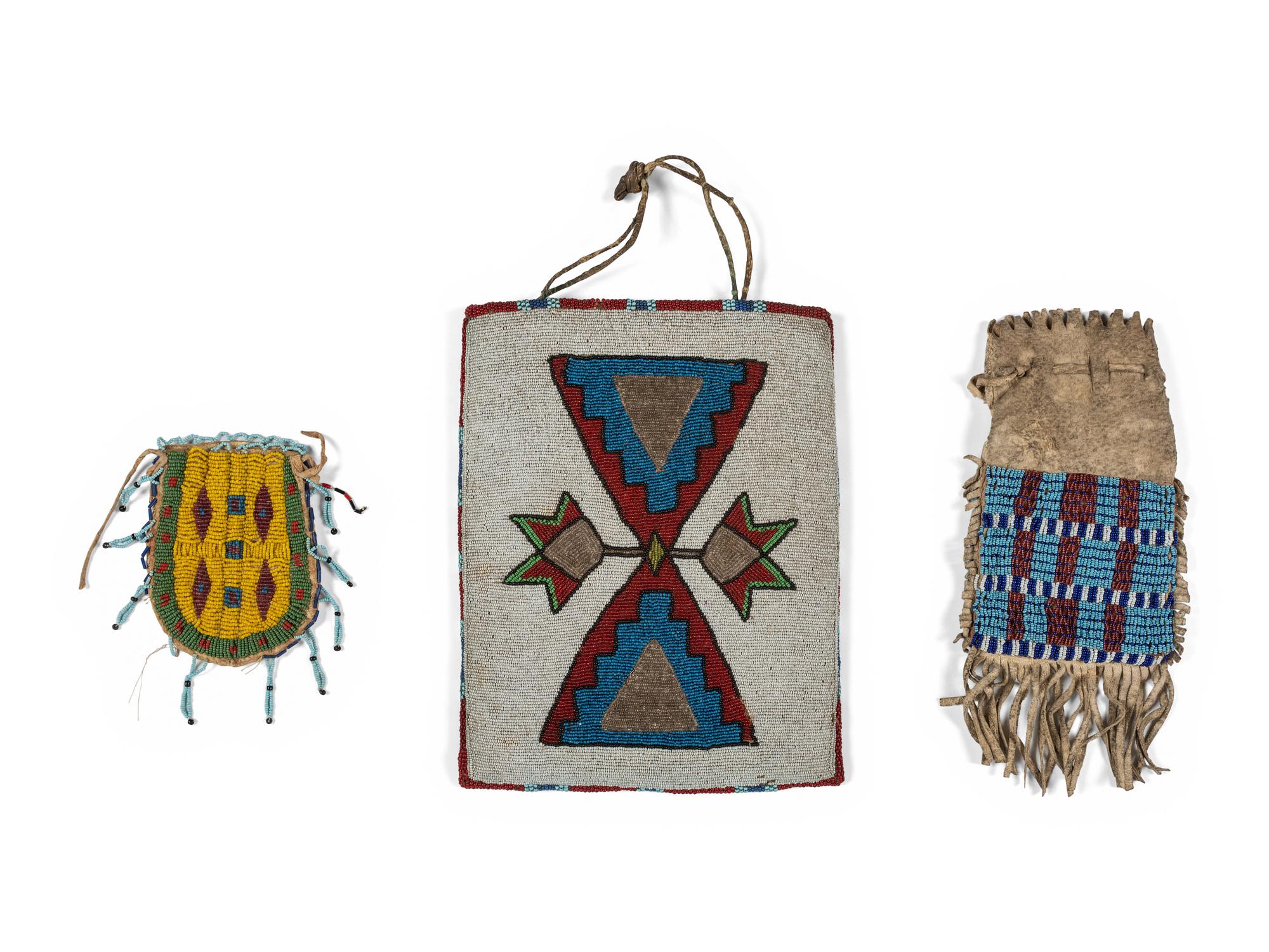 Collection of Beaded Hide Bags and Purses